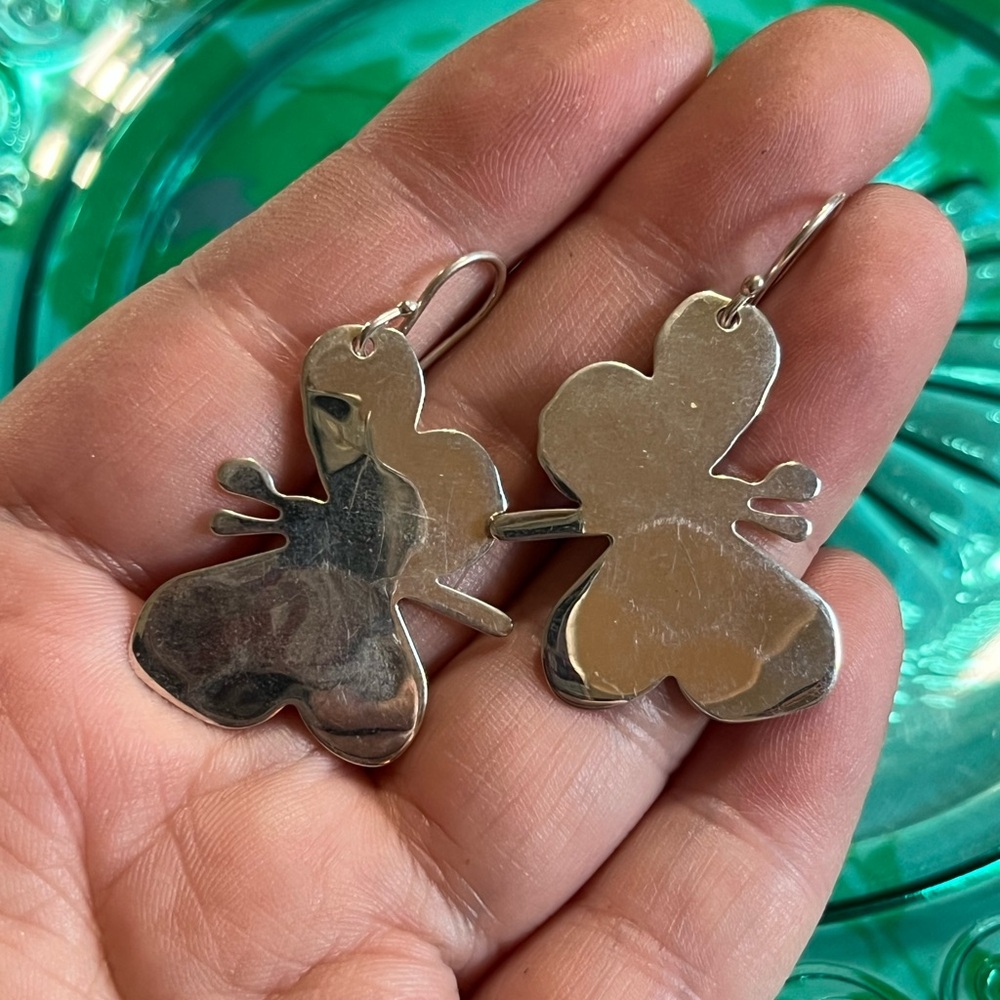 Vintage RLM Andy Warhol Butterfly Sterling Silver 925 Pierced Earrings